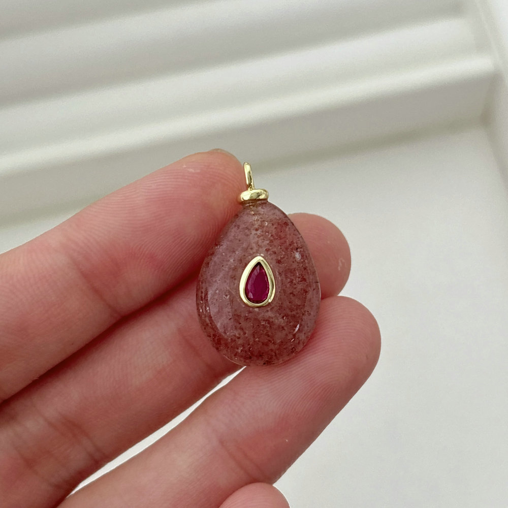 Water drop gemstone charm