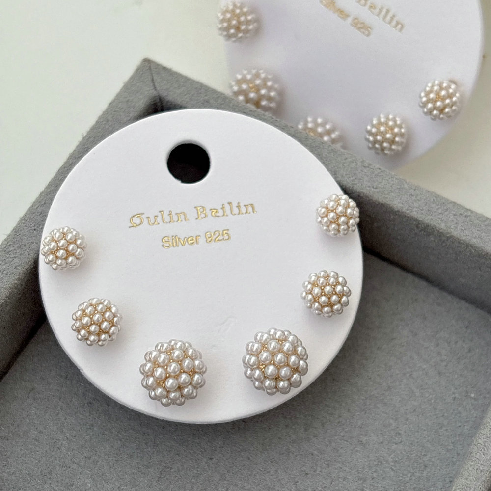 Set pearl ball earrings