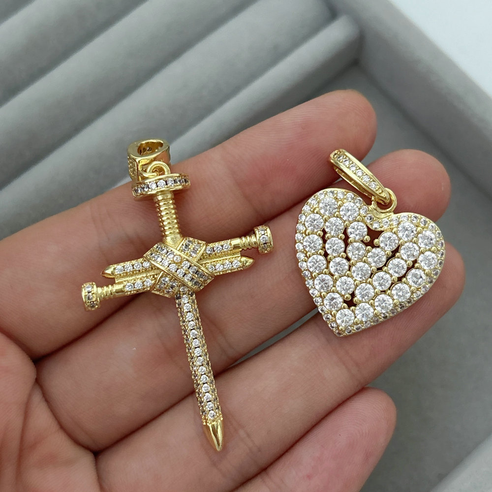 Cross heart charm