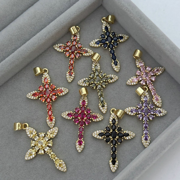 pave zircon cross charm