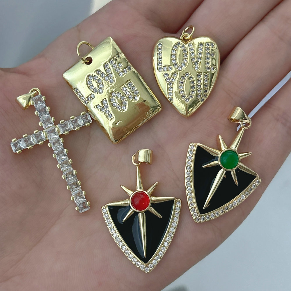 Pave zircon cross charm