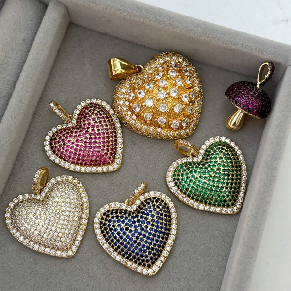 Pave zircon heart charm