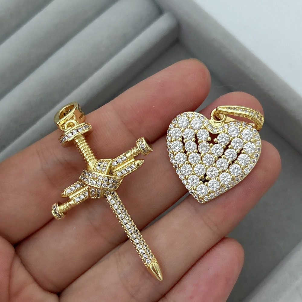 Cross heart charm