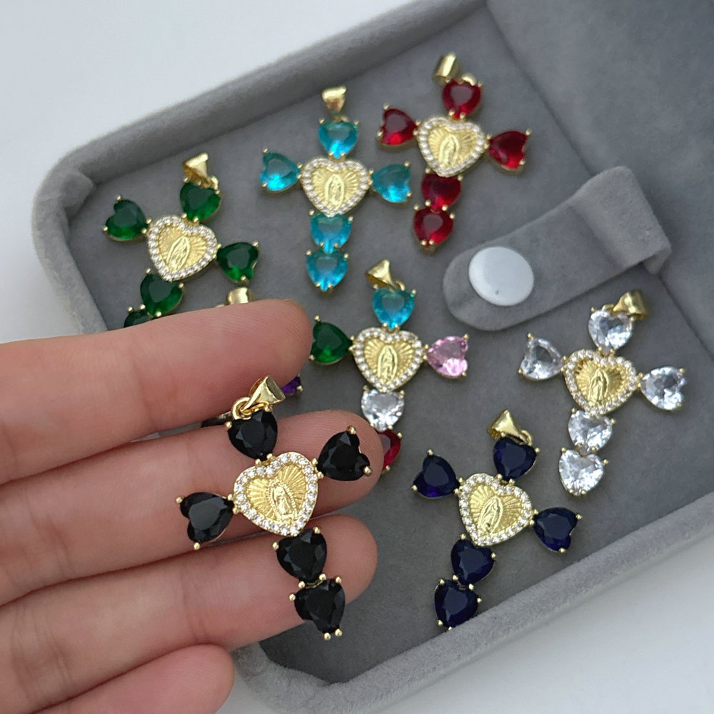Pave zircon cross pendant