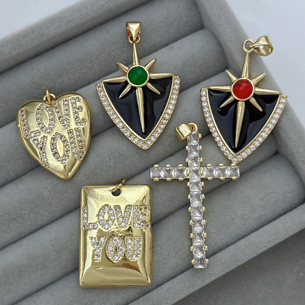 Pave zircon cross charm