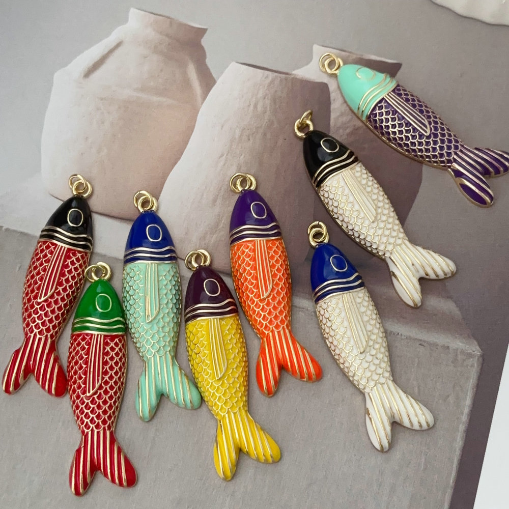 Enamel fish pendant