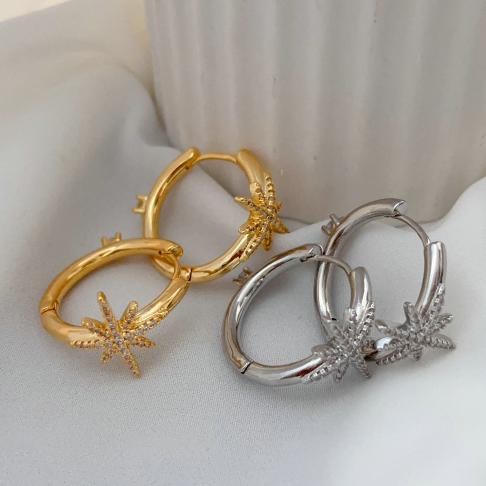 Pave star hoop