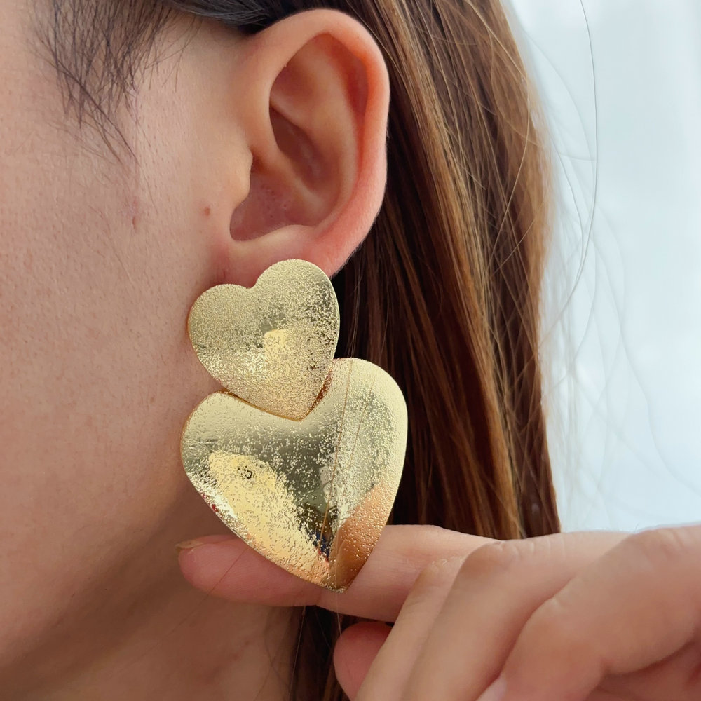 Metal heart earrings
