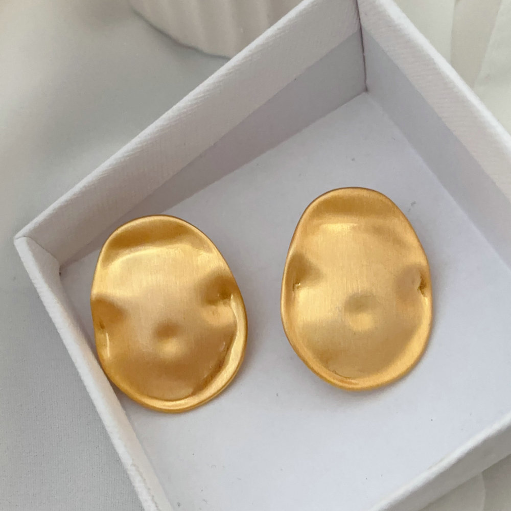 Metal oval earrings
