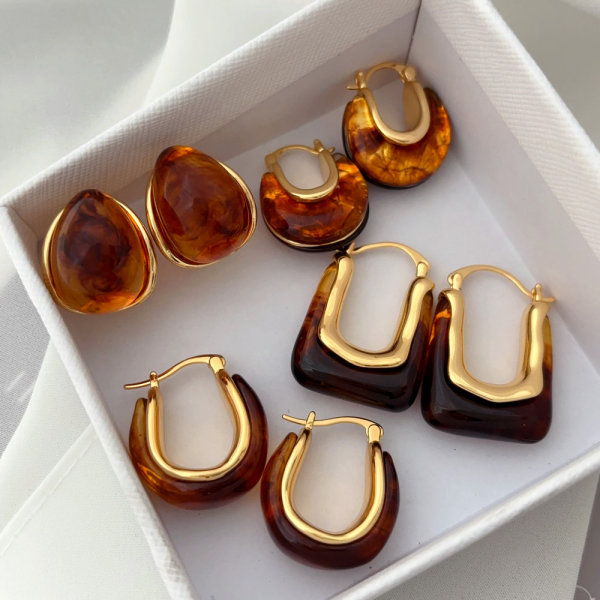Brown acrylic earrings