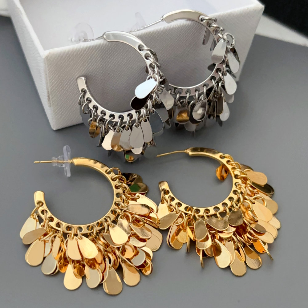 Leaf tassel earrings