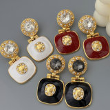 Enamel square earrings