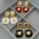 Enamel square earrings