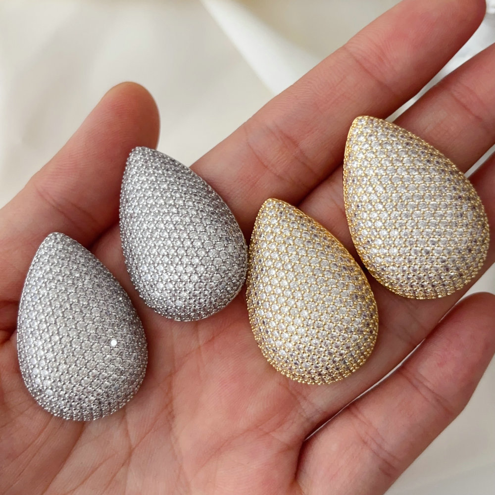 Pave zircon teardrop earrings