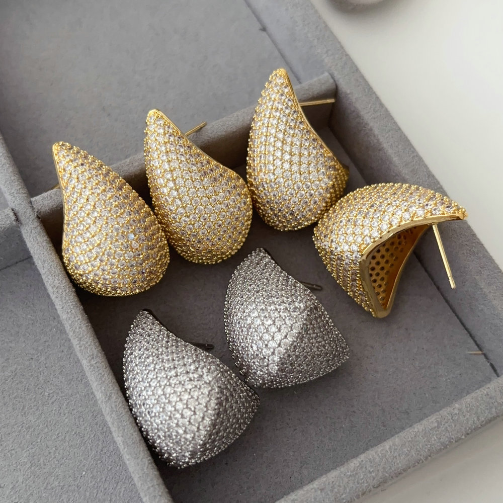 Pave zircon fashion earrings