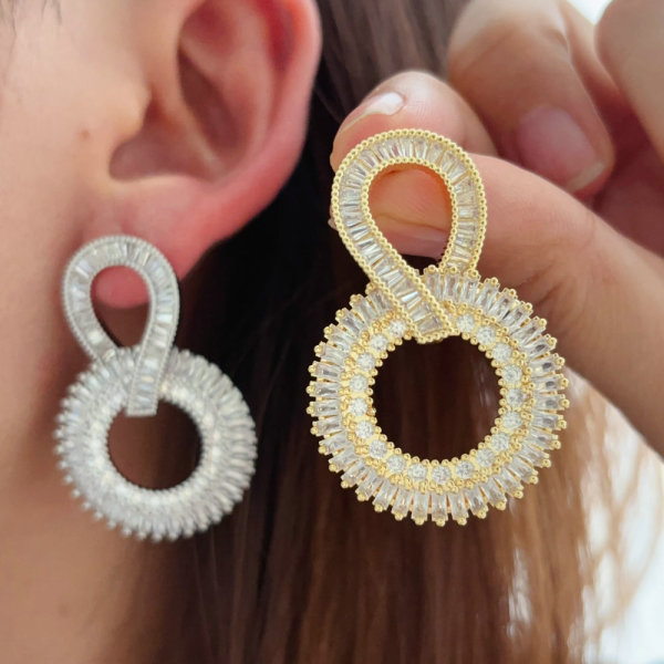 Pave circle earrings