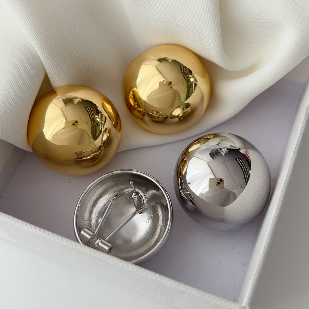 Chunky metal ball earrings