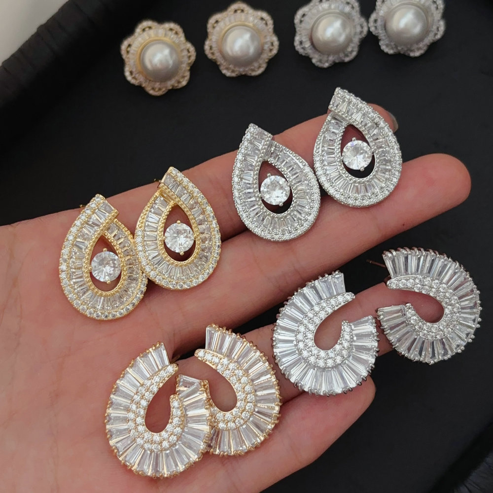 Pave zircon fashion earrings