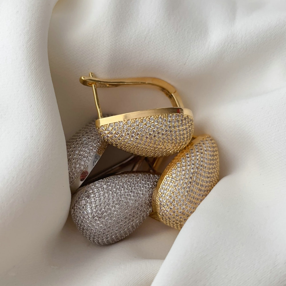 Pave zircon teardrop earrings
