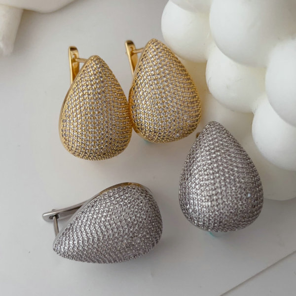 Pave zircon teardrop earrings