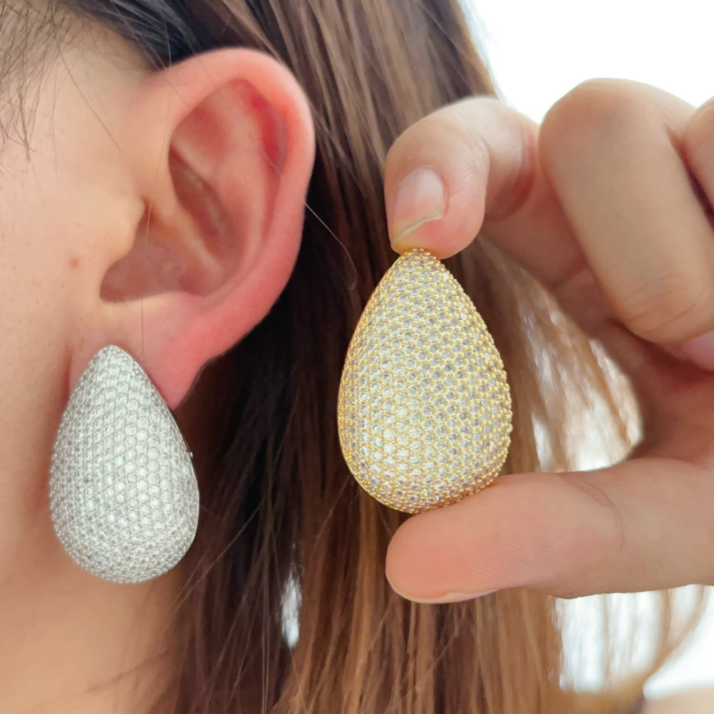 Pave zircon teardrop earrings