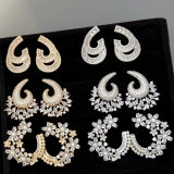 Pave zircon flower earrings