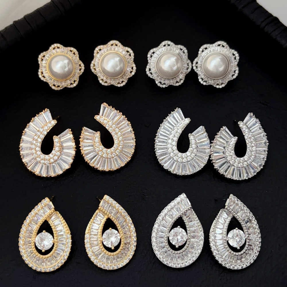 Pave zircon fashion earrings
