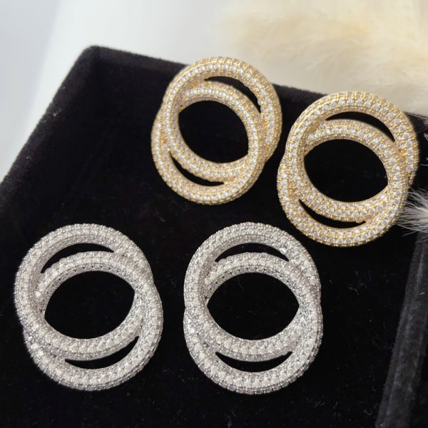 Pave circle earrings