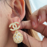 Pave channel ball earrings
