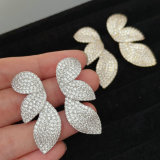 Pave zircon leaf earrings