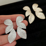 Pave zircon leaf earrings