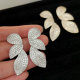 Pave zircon leaf earrings