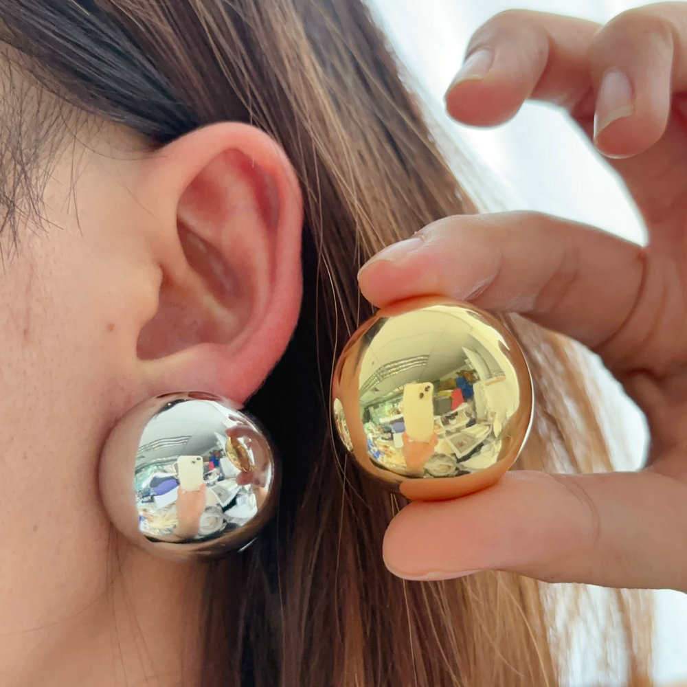 Chunky metal ball earrings