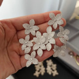 Pave zircon chunky flower earrings