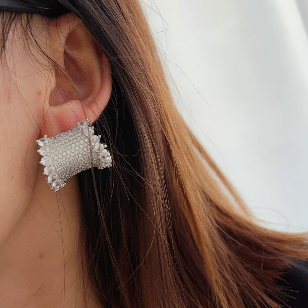 Pave fashion hoop