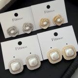 Pave zircon pearl earrings