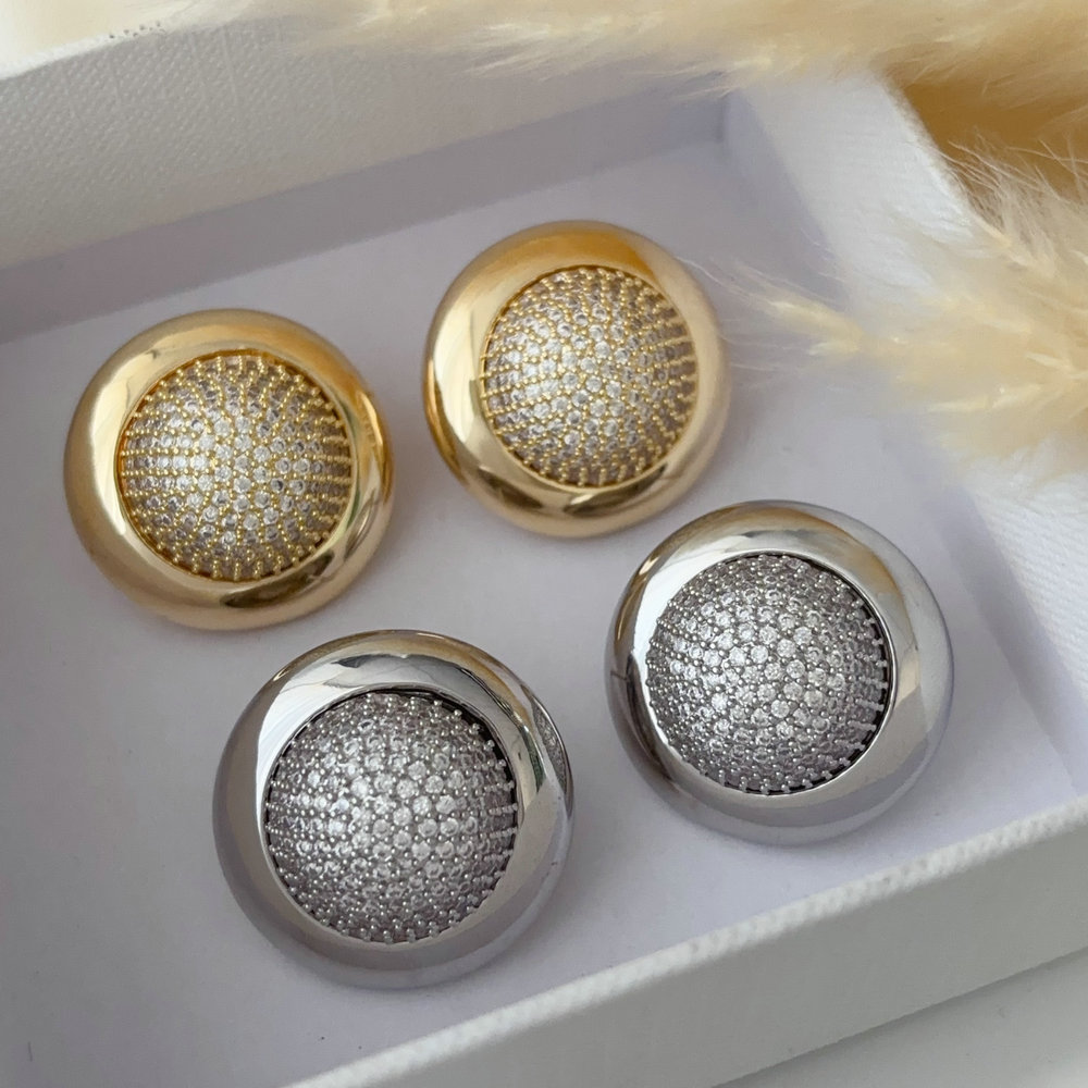 Pave zircon ball earrings