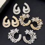 Pave zircon flower earrings