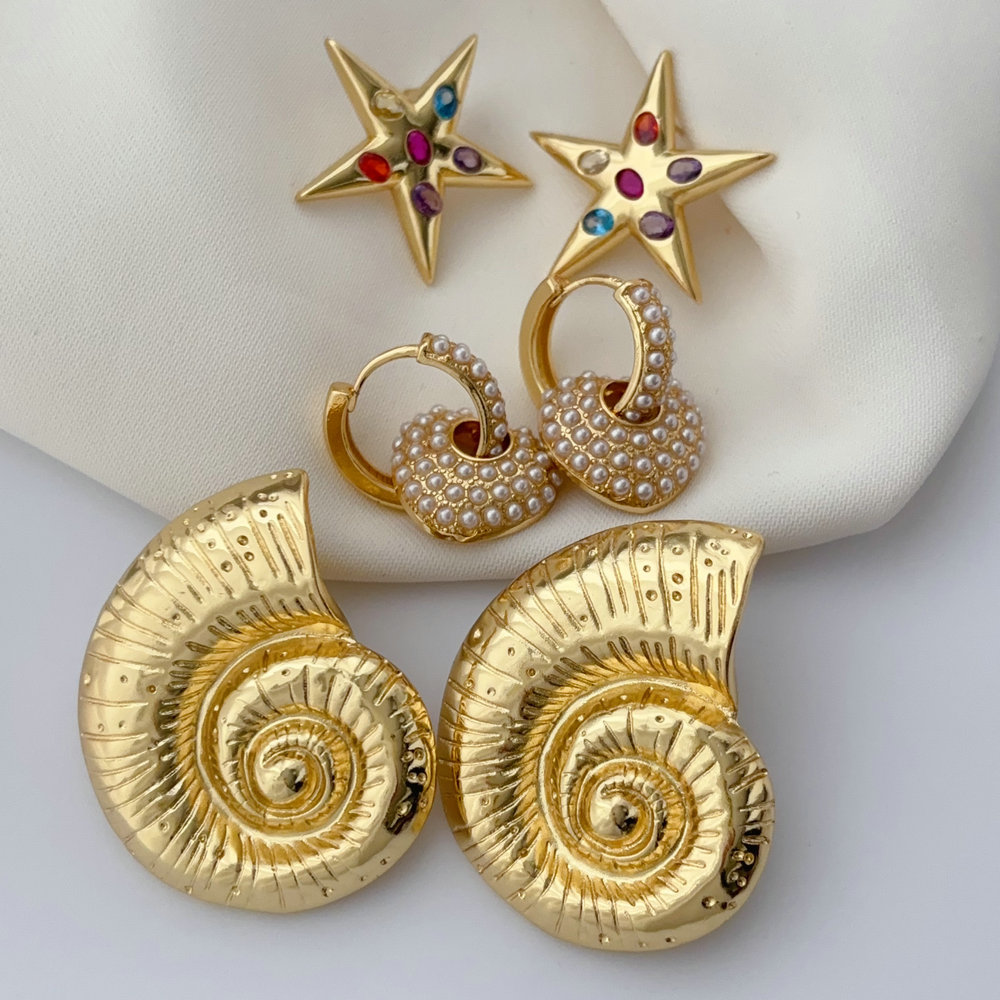 Snail star heart earrings