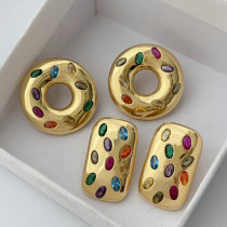 Pave square colorful earrings
