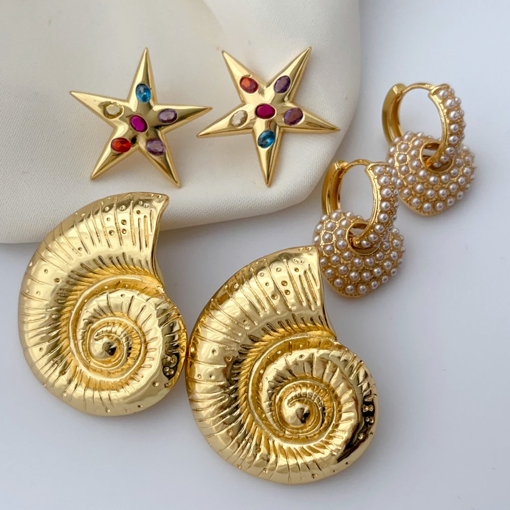 Snail star heart earrings