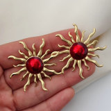 Enamel sunflower earrings