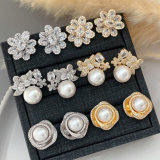 pave zircon pearl earrings