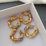 Pave two tone twist hoop