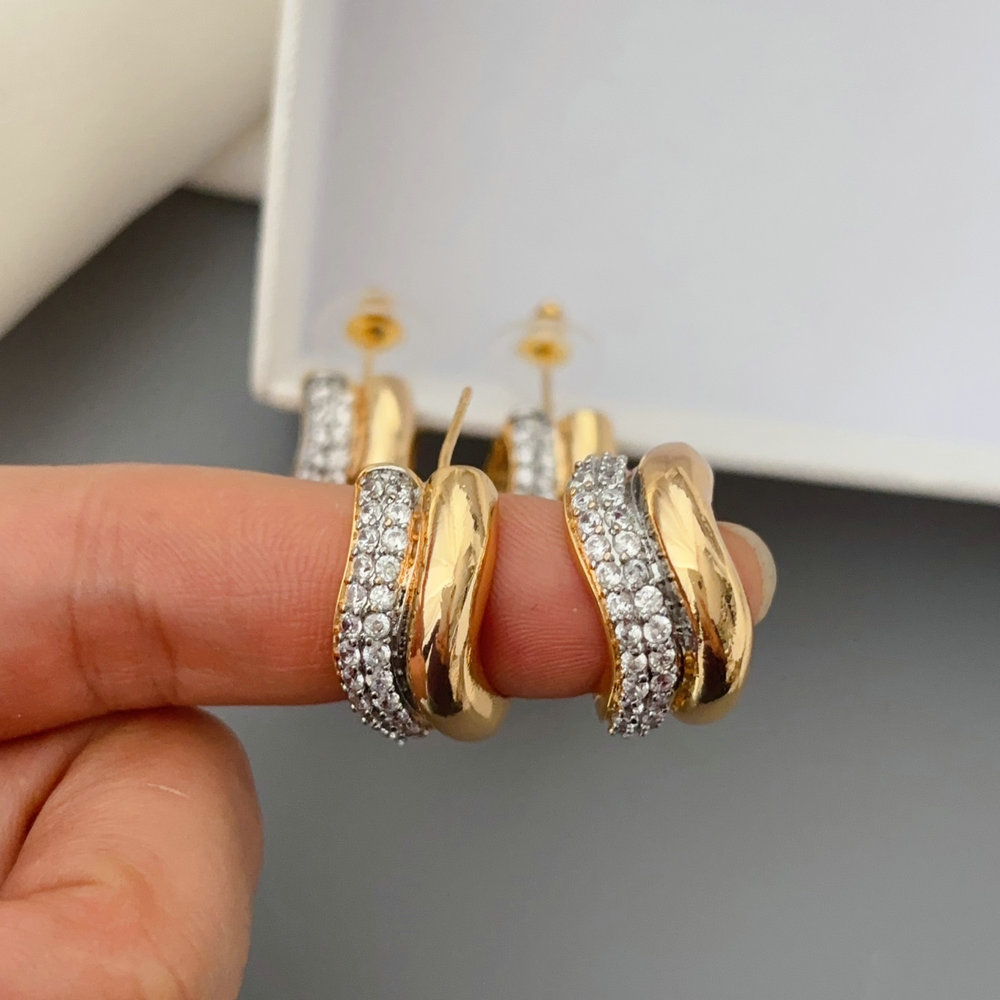pave two tone s shape hoop