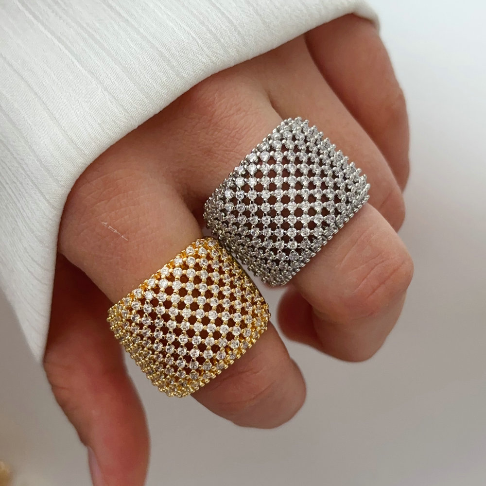 pave zircon chunky ring