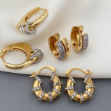 Pave zircon two tone earrings