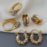 Pave zircon two tone earrings