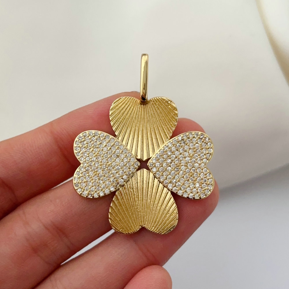 Pave clover charm