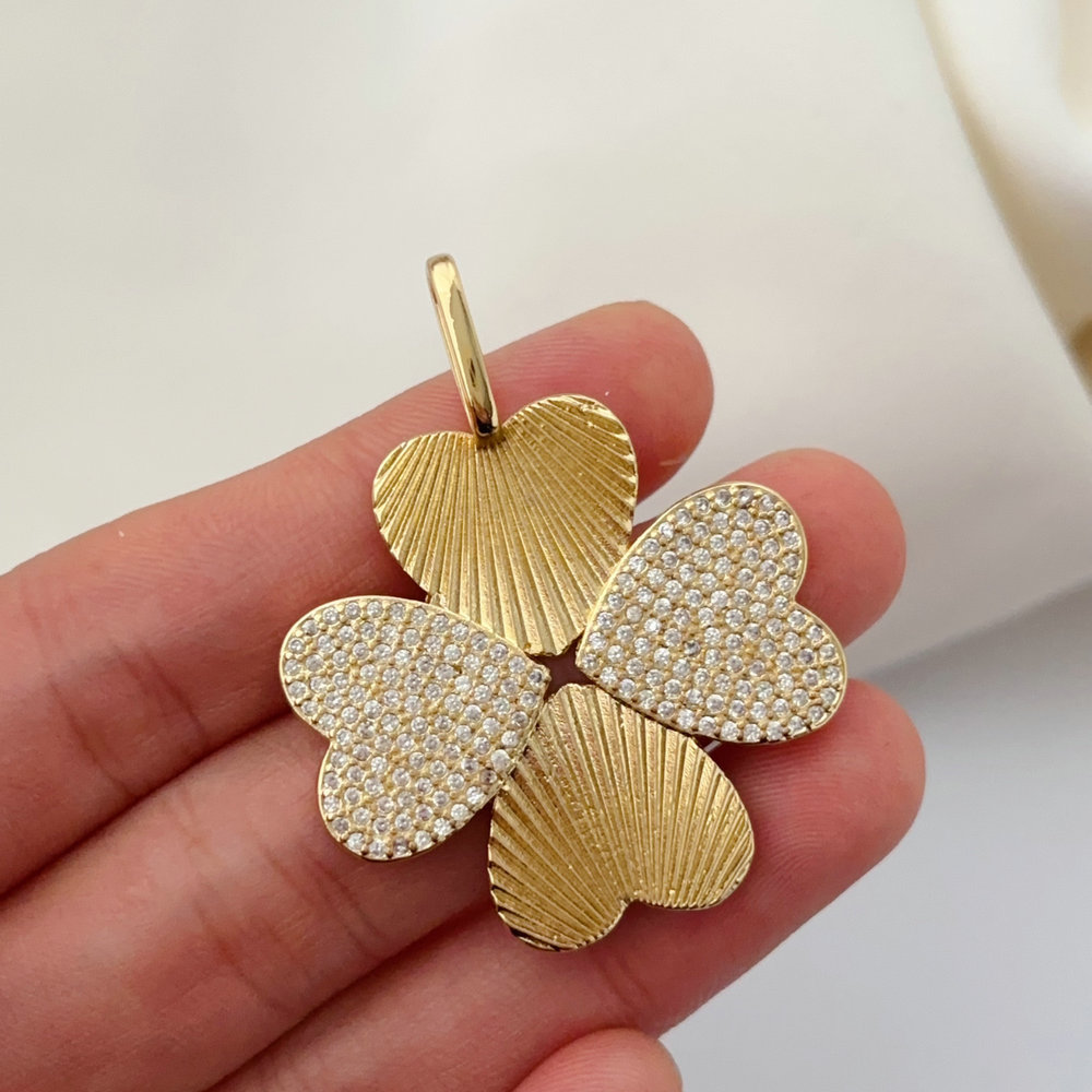 Pave clover charm